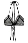 Attico Black Tulle Bra With Crystals In Black