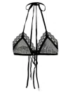 Attico Black Mesh Bra With Rhinestone