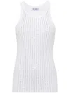 Attico White Tank Top With White Rhinestone In White/crystal