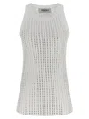 Attico Womens Pink Crystal-embellished Ribbed Cotton Tank Top In White