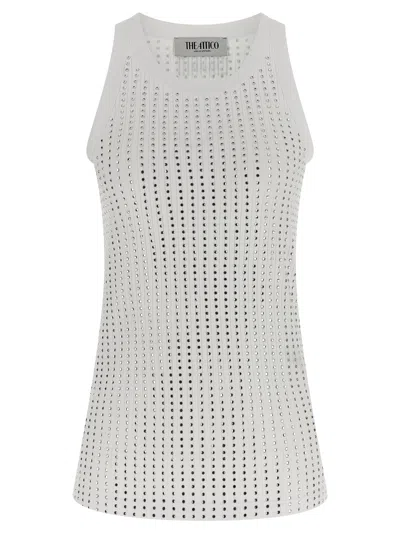 Attico The  Rhinestone Tank Top In Gray