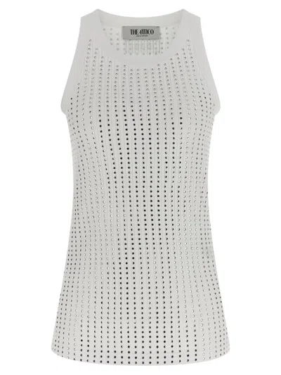 Attico Strass Tank Top In White