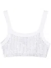 Attico Crystal-embellished Cotton Top In White/crystal