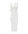 Attico Asymmetrical-neckline Ribbed Midi Dress In White