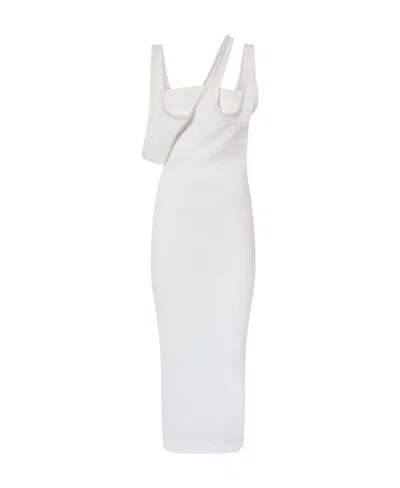 ATTICO THE ATTICO RIBBED ASYMMETRIC MIDI DRESS