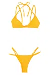 Attico Ribbed Bikini Beachwear Yellow In Yellow
