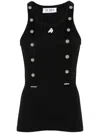 Attico Black Cotton Tank Top In Black