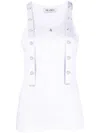 Attico Strap Detail Ribbed Tank Top In White
