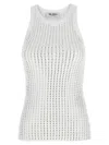 Attico Womens White Crystal-embellished Ribbed Cotton Tank Top In White