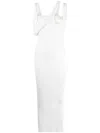 Attico Asymmetrical-neckline Ribbed Midi Dress In Gray