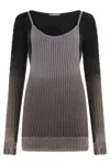 Attico Knit Dress With Ribbed Texture And Gradient Design In Black
