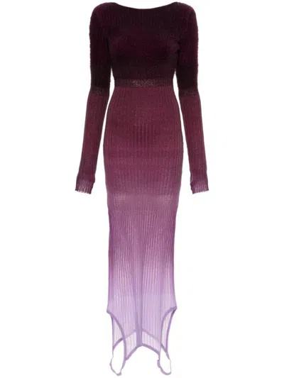 Attico The  Ribbed Midi Dress In Multicolour
