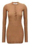 Attico Mini Dress With Ribbed Texture And Button Detailing