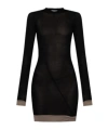 Attico Crew Neck Minidress Sheer Fabric In Black
