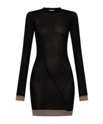 Attico Knitted Mini Dress In Black