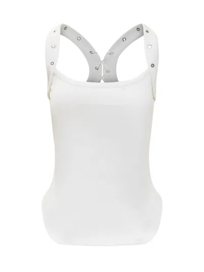 Attico Cotton Studded-strap Tank Top In White
