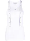 Attico Strap Detail Ribbed Tank Top In White