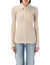 Attico Long-sleeved Polo Shirt In Faded Ecru