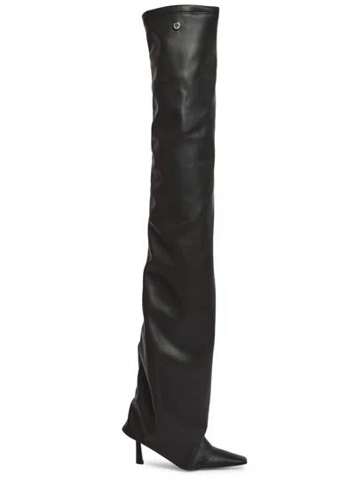Attico The  Robin 95 Gathered Over-the-knee Boots In Black