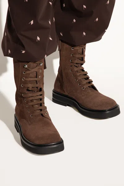 Attico Square-toe Suede Boots In Brown