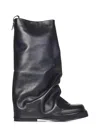 Attico 'robin' Black Boots With Square Toe And Logo Plaque On The Rear In Black