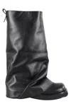Attico 'robin' Black Boots With Square Toe And Logo Plaque On The Rear