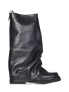 Attico 'robin' Black Boots With Square Toe And Logo Plaque On The Rear In Black