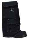 Attico Robin Mid-calf Denim Combat Boots In Blue