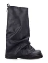 Attico 'robin' Black Boots With Square Toe And Logo Plaque On The Rear