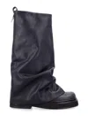 Attico 'robin' Black Boots With Square Toe And Logo Plaque On The Rear