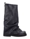 Attico 'robin' Black Boots With Square Toe And Logo Plaque On The Rear In Black