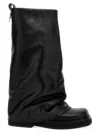 Attico 'robin' Black Boots With Square Toe And Logo Plaque On The Rear In Black