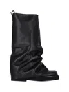 Attico 'robin' Black Boots With Square Toe And Logo Plaque On The Rear In Black