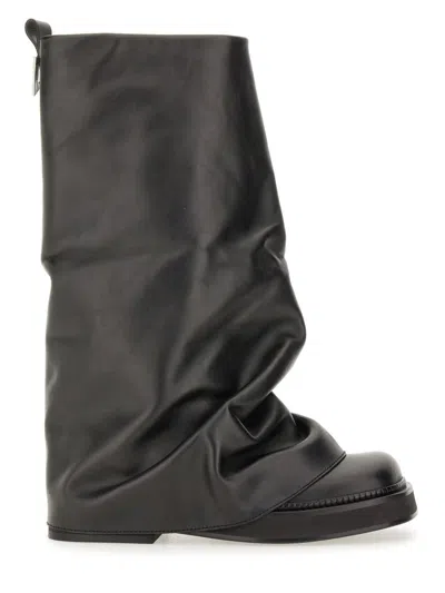 Attico The  Robin Leather Boots In Black