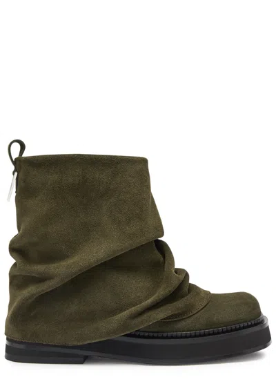 ATTICO THE ATTICO ROBIN MINI LAYERED SUEDE COMBAT ANKLE BOOTS