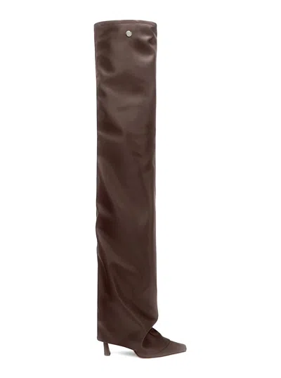 Attico 95mm Robin Otk Thigh High Boots In Brown