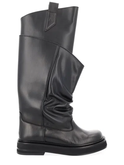 Attico The  Robin Passeggiata Combat Boots In Black Calf Leather