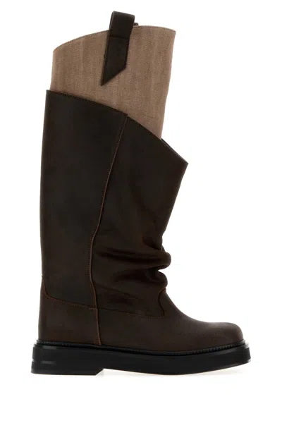 Attico The  Robin Passeggiata Leather Boots With Metallic Finish