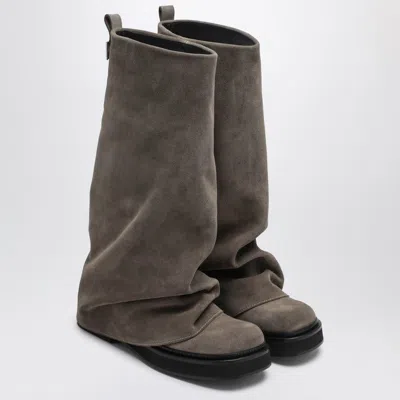 ATTICO THE ATTICO ROBIN TAUPE SUEDE COMBAT BOOTS