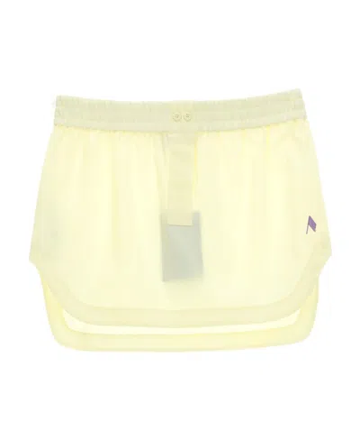 Attico The  Rooney Curved Hem Mini Skirt In Yellow