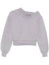 Attico One-shoulder Cropped Sweatshirt With Open Back In Gray