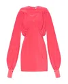 Attico The  Ruched Long-sleeved Mini Dress In Orange