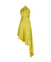 Attico Fluid Satin Halter Neck Midi Dress In Yellow