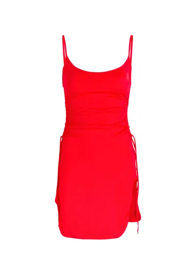 Attico The  Ruched Stretch-jersey Mini Dress In Red