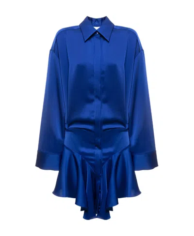ATTICO THE ATTICO RUFFLED HEM SATIN MINI DRESS