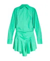 Attico Candice Cotton Canvas Minidress In Green