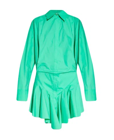 Attico Candice Cotton Canvas Minidress In Green