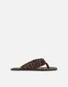 Attico Infradito ''indie'' Dark Green E Dark Brown In Brown