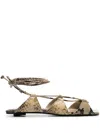 Attico Reneè Leather Sandals In Beige