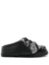 Attico Black Leather Mules In Black